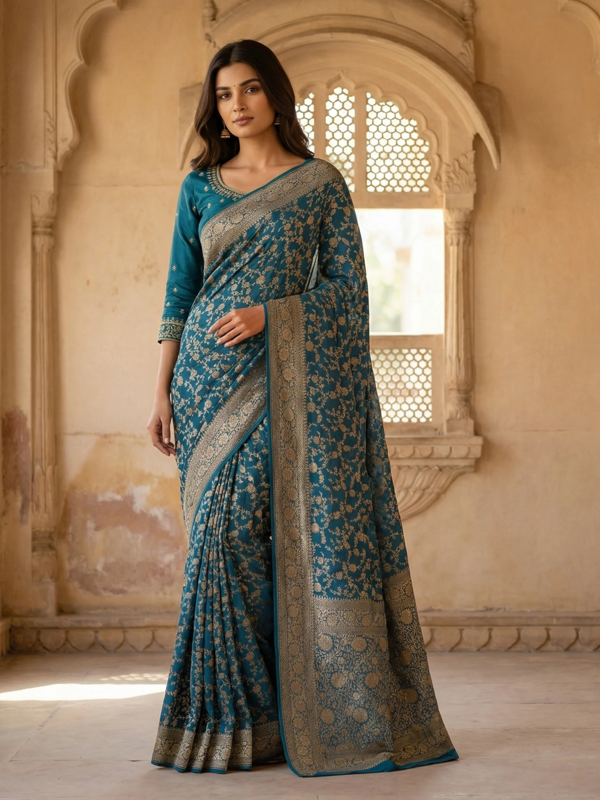Silk Banarasi Design Floral Saree