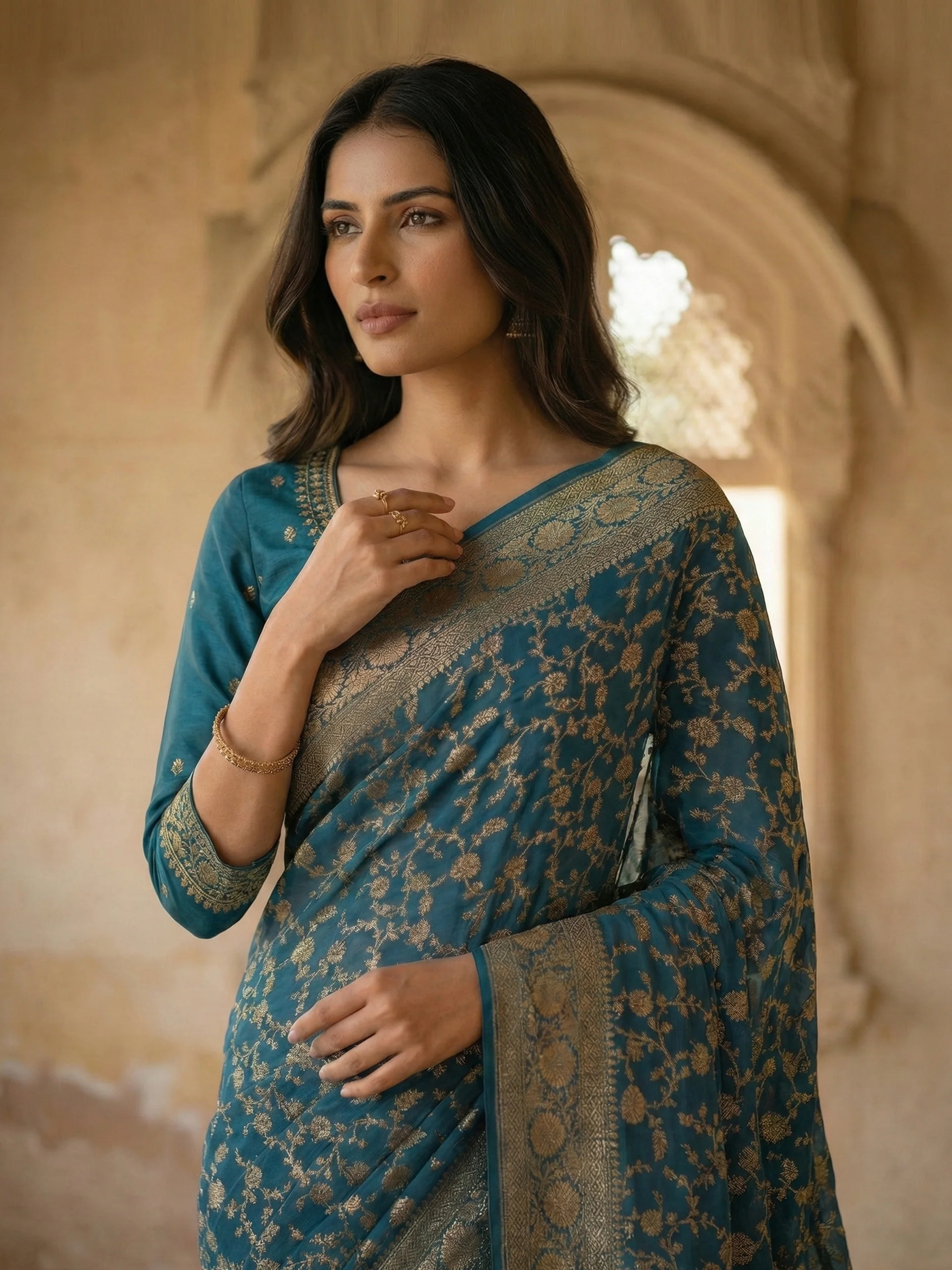 Silk Banarasi Design Floral Saree (Alternate)